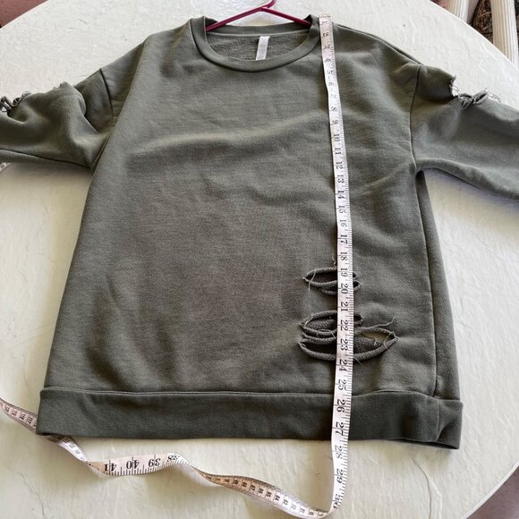 ALO Yoga Fade Ripped Pullover Sweatshirt in Jungle Green Size S - Picture 5 of 6